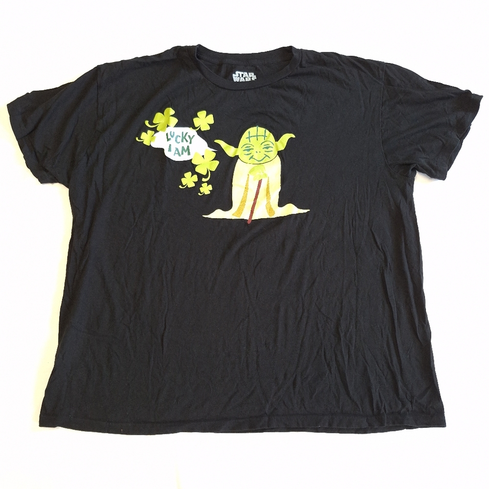 Star Wars Yoda Black Unisex Short Sleeve Tee Shirt, Men's XL